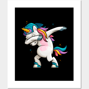 Cartoon Unicorn Dabbing Posters and Art